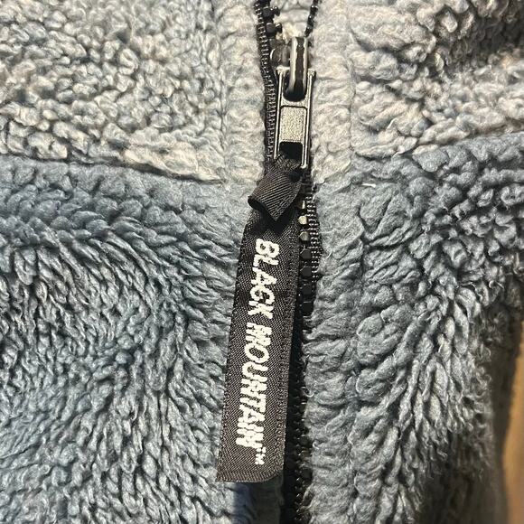 VTG 90s Black Mountain Wolf Fleece Jacket L Gray Wolves Nature AOP  USA Outdoor - Picture 7 of 9